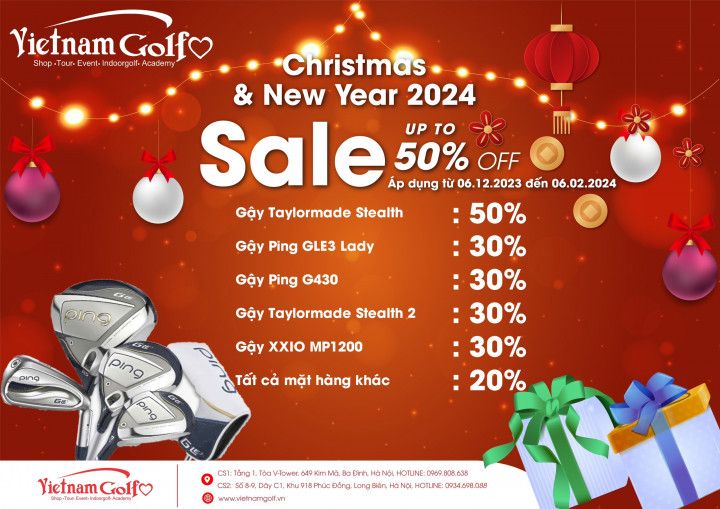 VietnamGolf khuyến mại 20%- 50% nhân dịp Giáng sinh và Năm mới 2024